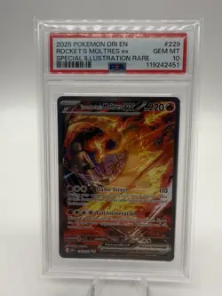 2025 POKEMON DESTINED RIVALS #229 TEAM ROCKET'S MOLTRES EX PSA 10 - Image 1