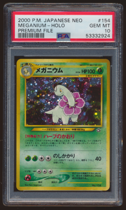2000 Pokemon Japanese Neo Meganium Holo # 154 Premium File PSA 10 GEM MINT - Image 1