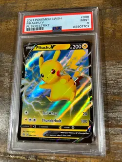 POKEMON 2021 Fusion Strike PIKACHU V #086 PSA 9 Mint RARE - Image 1