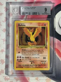 1999 POKEMON FOSSIL UNLIMITED MOLTRES HOLO 12/62 BGS 9 - Image 3