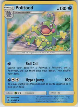 Pokemon TCG Politoed Holo Rare Reverse Holo SM - Guardians Rising 25/145 - Image 1