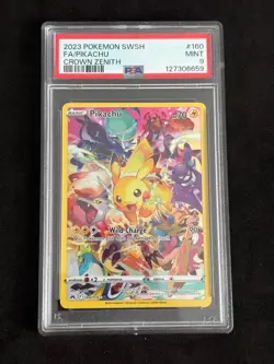 PSA 9 Pikachu Secret Rare 160 Crown Zenith Pokemon Sword and Shield - Image 1