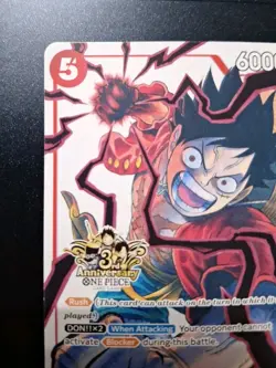 One Piece TCG Monkey D. Luffy 3rd Anniversary Promo Alt Art ST01-012 Alternate - Image 3