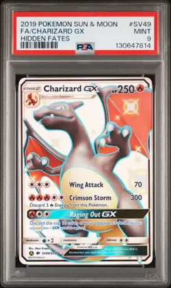 2019 POKEMON SUN & MOON HIDDEN FATES #SV49 FULL ART/CHARIZARD GX PSA 9 - Image 1