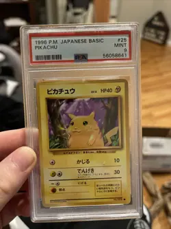 PSA 9 Pikachu Japanese Base Set Basic 1996 P.M. Pokemon Mint 9 Graded Card #25 - Image 1