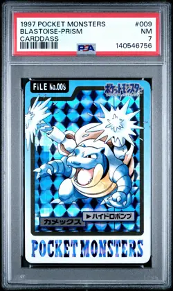 1997 POCKET MONSTERS CARDDASS #009 BLASTOISE-PRISM PSA 7 - Image 1