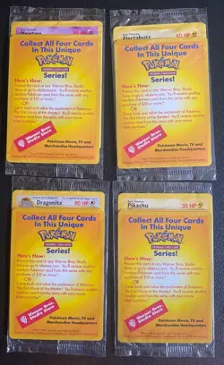 1999 SEALED POKEMON WB MOVIE PROMO SET OF 4 - BLACK STAR CARDS - Image 1
