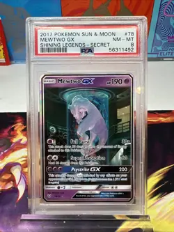 Shining Legends Secret Rare Mewtwo GX 78/73 PSA 8 Pokemon - Image 1