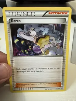 Pokemon TCG Karen XY177 Black Star Promo Trainer LP - Image 1