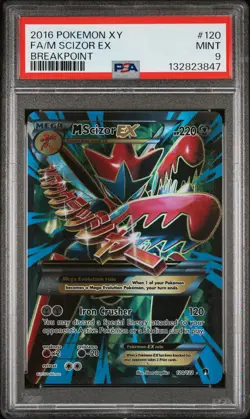 2016 POKEMON XY BREAKPOINT #120 FULL ART/M SCIZOR EX PSA 9 - Image 1