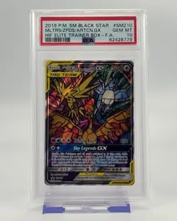 Pokemon Moltres Zapdos Articuno GX Hidden Fates Black Star Promo SM210 PSA 10 - Image 1