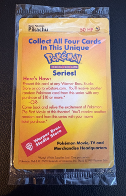 WOTC Pokemon Sealed PIKACHU # 4 Black Star Promo WB Movie - Image 1