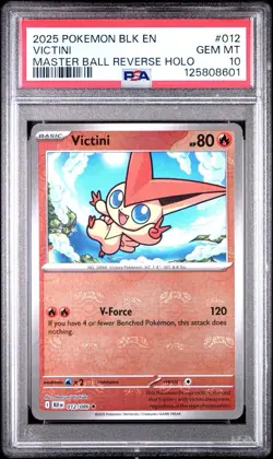 PSA 10 Victini Master Ball Reverse Holo Black Bolt 012/086 Pokemon Card English - Image 1