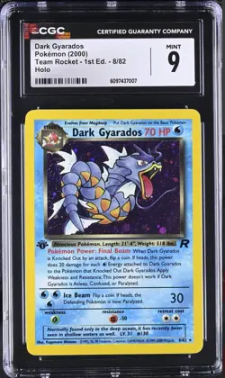 Pokemon Dark Gyarados 8/82 1st Edition Holo Rare - Team Rocket Vintage CGC 9 - Image 1