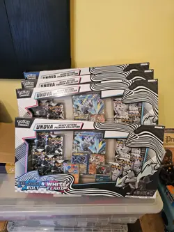 4 x Pokemon TCG Black Bolt & White Flare Unova Heavy Hitters Premium Collection - Image 1
