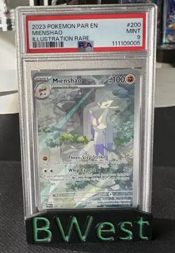 PSA 9 Mienshao Paradox Rift Illustration Rare 200/189 Pokemon Holo 2023 - Image 1