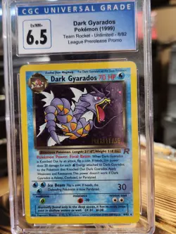 CGC 6.5 Dark Gyarados Team Rocket Prerelease 8/82 Holo 1999 Pokemon Card - Image 1