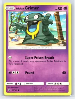 2017 Pokemon TCG - Sun & Moon SM Regular Alolan Grimer 57/149 - Image 1
