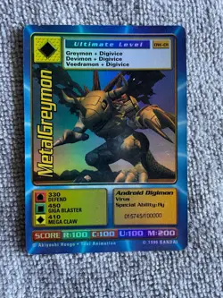 Digimon MetalGreymon DW-01 Rare Holo Card PlayStation Promo Bandai 1999 - Image 1