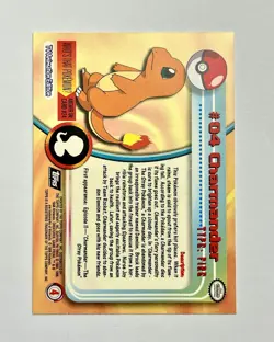 1999 Topps Pokemon - TV Animation - Charmander #04 Black Logo Non Holo NM - Image 2