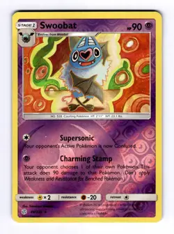 Swoobat SM - Cosmic Eclipse #88 (2019) Rare Reverse Holo NM Pokemon - Image 1