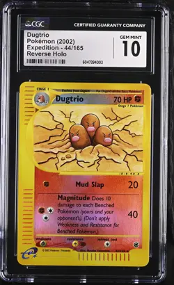 CGC 10 GEM MINT Dugtrio 2002 Expedition 44/165 Reverse Holo Pokemon Card - Image 1