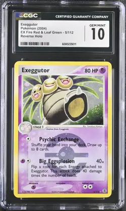 CGC 10 Exeggutor EX Fire Red & Leaf Green 5/112 Reverse Holo SWIRL Pokemon Card - Image 1
