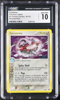 CGC 10 Forretress EX Unseen Forces 6/115 Reverse Holo Stamped Pokemon Card - Image 1