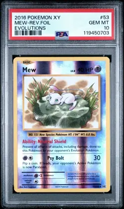 Pokemon TCG Mew Evolution s 53/108 Reverse Holo PSA 10 Low Pop! - Image 2