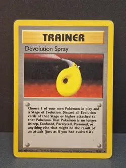 Devolution Spray Trainer Pokemon Card 72/102 Base Set Rare Vintage 1999 WotC - Image 1