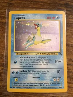 Pokemon TCG Lapras Fossil Holo Unlimited Rare Card 10/62 - Image 1