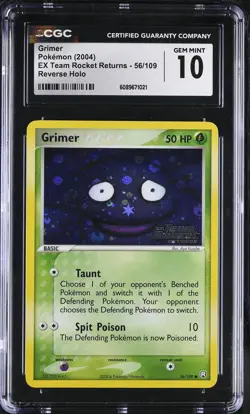 CGC 10 Grimer EX Team Rocket Returns 56/109 Reverse Holo Stamped Pokemon Card - Image 1