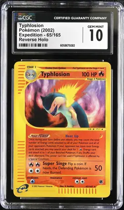CGC 10 GEM MINT Typhlosion 2002 Expedition 65/165 Reverse Holo Pokemon Card - Image 1