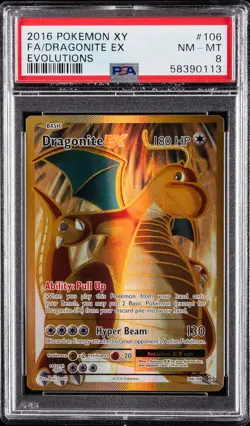 2016 POKEMON XY EVOLUTIONS #106 FULL ART/DRAGONITE EX PSA 8 - Image 1