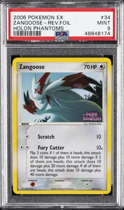 2006 POKEMON EX HOLON PHANTOMS #34 ZANGOOSE-REVERSE FOIL PSA 9 - Image 1
