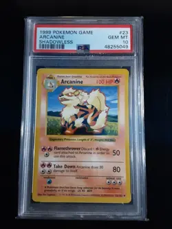 Pokemon Arcanine Shadowless PSA 10 Base Set 23/102 Vintage 1999 WOTC - Image 1