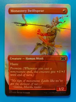 MTG 1x FOIL BORDERLESS Monastery Swiftspear 362 Double Masters 2022 Magic x1 NM - Image 1