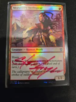 Foil Red Signed Monastery Swiftspear - Khans of Tarkir (KTK) - MTG - Image 1