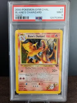 2000 POKEMON TCG GYM CHALLENGE HOLO #2 BLAINE'S CHARIZARD PSA 9 MINT - Image 1