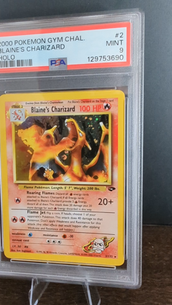 2000 POKEMON TCG GYM CHALLENGE HOLO #2 BLAINE'S CHARIZARD PSA 9 MINT - Image 2