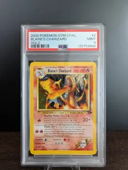 2000 POKEMON TCG GYM CHALLENGE HOLO #2 BLAINE'S CHARIZARD PSA 9 MINT - Image 3