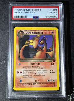 Dark Charizard 21/82 PSA 8 Team Rocket Non Holo 2000 Pokemon NM MT Grade - Image 1