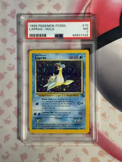 1999 POKEMON FOSSIL LAPRAS HOLO 10/62 PSA 7 NM - Image 3