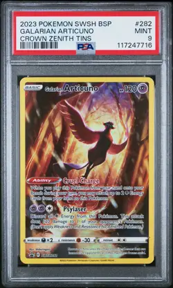2023 POKEMON SWSH BLACK STAR PROMO CROWN ZENITH TIN #282 GALARIAN ARTICUNO PSA 9 - Image 1