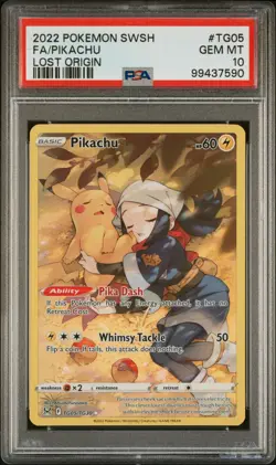 2022 POKEMON SWORD & SHIELD LOST ORIGIN TG05 FULL ART/PIKACHU PSA 10 - Image 1