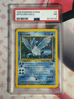 1999 POKEMON FOSSIL ARTICUNO HOLO 2/62 PSA 7 NM - Image 3