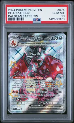 2024 POKEMON SVP EN-SV BLACK STAR PROMO PALDEAN FATES TIN CHARIZARD EX PSA 10 - Image 1