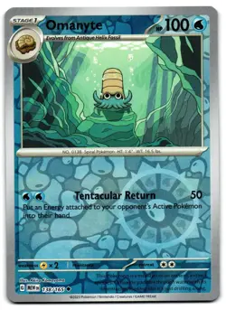 Omanyte 138/165 - 151 Uncommon Pokemon TCG Reverse Holo - M/LP Card - Image 1