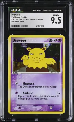 CGC 9.5 MINT+ Drowzee EX Fire Red & Leaf Green 32/112 Reverse Holo Pokemon Card - Image 1