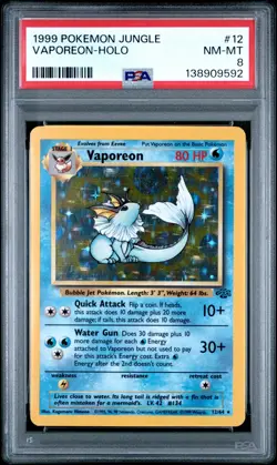 1999 POKEMON JUNGLE #12 VAPOREON-HOLO PSA 8 - Image 1